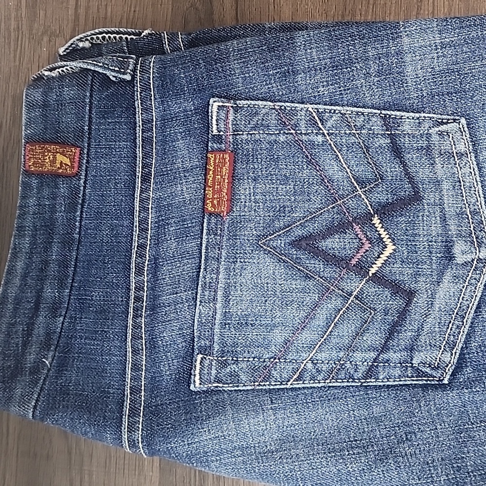 7 For All Mankind Blue Boot Cut Jeans - Picture 3 of 7